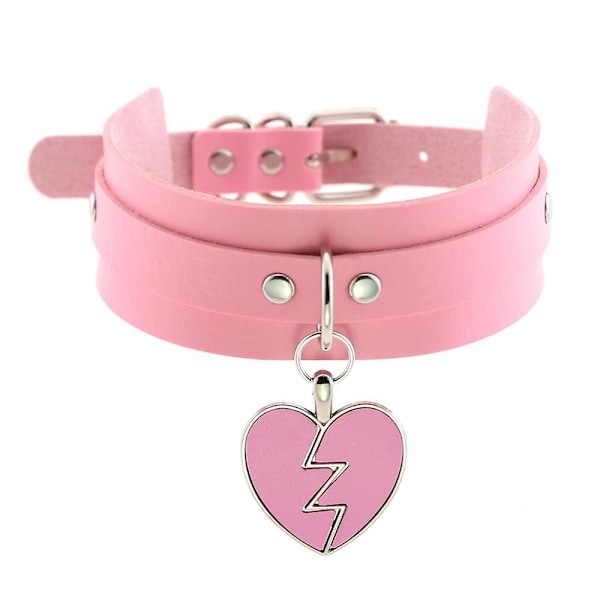 Punk Heart Choker Halsband Goth Mode Halsband Kawaii Läder Choker Kvinnor Flickor Rock Harajuku Emo Gotisk Smycken red