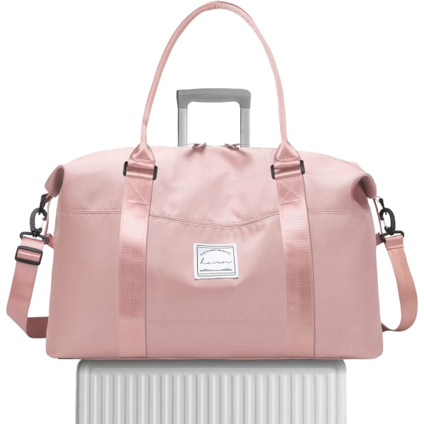 Weekend Bag, Overnattingsbag Carry on Bag Holdalls Reisebag for Kvinner Gym Vanntett Weekender Tote Bag pink