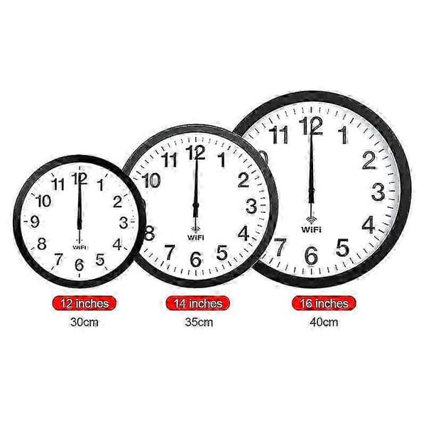 1 stk. Minimalistisk WiFi Vægur 12 tommer Automatisk Justering sort Silver