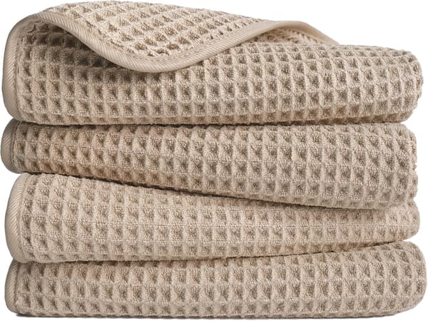Mikrofiber fnugfri håndklæde, 40 x 70 cm, 4-pak (vaffelvævet) Coffee