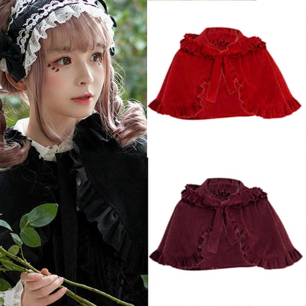 Julefløjlskappe til mænd og kvinder, luksuriøs rød kappe, sceneforestillingskappe, unisex vinterjulekostume varmt tilbehør Red