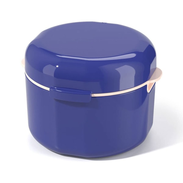 Proteseboks Bærbar oppbevaringsbeholder for falske tenner Proteserrenseboks med silkurv Protesebadekar for oppbevaring av bløtlegging (blå)