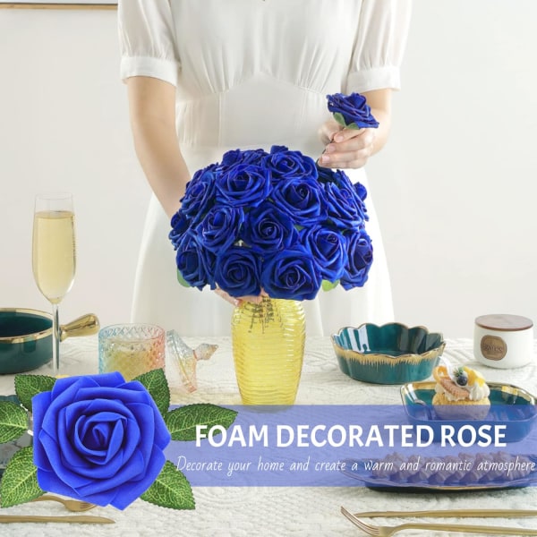 Foam Ros Artificiella Rosor Blommor Förpackning med 25 Foam Ros Konstgjorda Blommor Roshuvuden Fake Artificiell Ros
