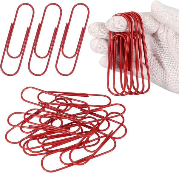 10 cm / 4 tum extra stor gem, 12-pack, för dokument DIY-hantverk hemmakontor, röd red