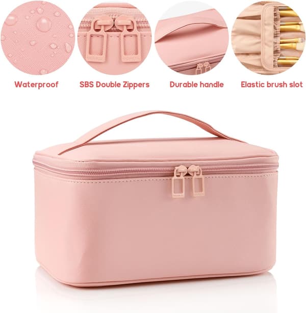 1 stk. Rejse Makeuptaske Bærbar Kosmetiktaske med Makeupbørste Organizer, pink pink