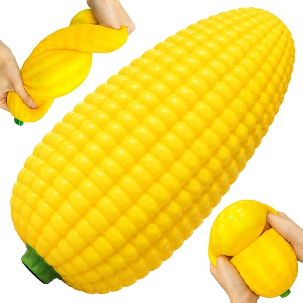 Kæmpe Majs Squishy, Jumbo Store Squishys Fidget Stressaflastende Boldlegetøj | Squishies Klemme Stressbold (18*9cm) corn