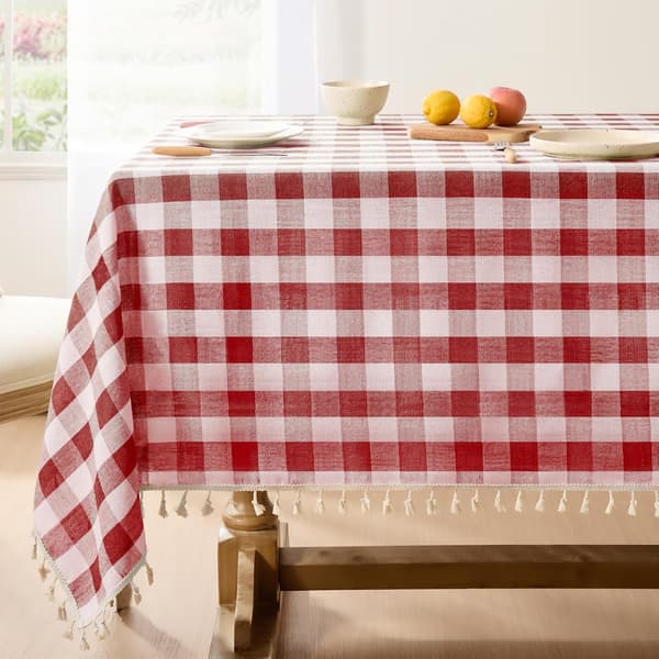 1 stk rutete duk rød utendørs duk rektangulær 140x200 cm tørkbar bomullsdusk boho duker vannavstøtende, 55x78 tommer red