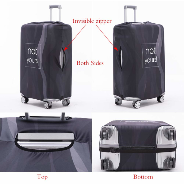 Cover Tvättbart resväskaskydd anti-scratch cover Passar 18-32 tums bagage (Black Stripe, XL)