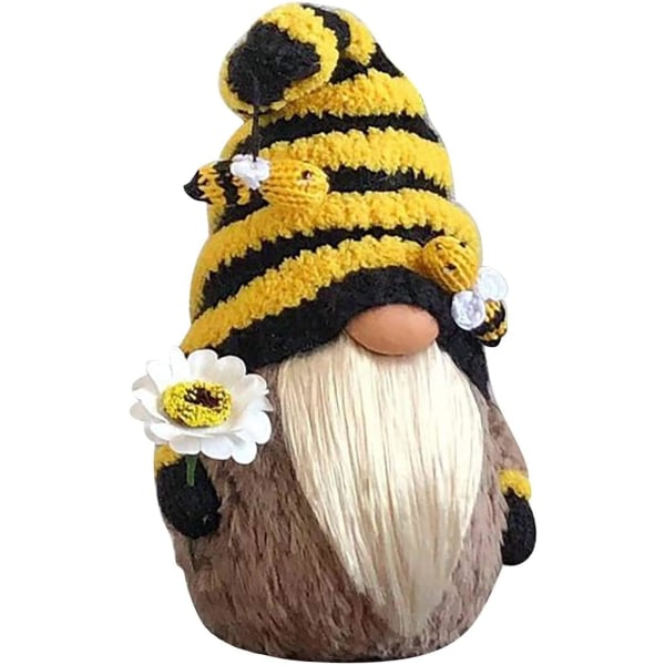 Heminredningsdockor，Bee Gnome Spring Sunflower Doll Decor, Handgjorda ansiktslösa dockornamentationer, skrivbordstomtar i sovrummet