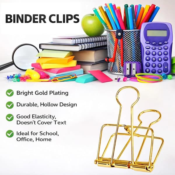 4 STK Guld Hule Binder Clips - Store 51mm Lange Hale Tråd Papirclips til Kontor & Skole