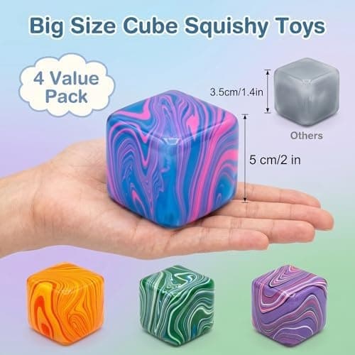 4-pakning stresskuber squishy-leker i bulk, 5 cm høydensitets kube fidget-leker