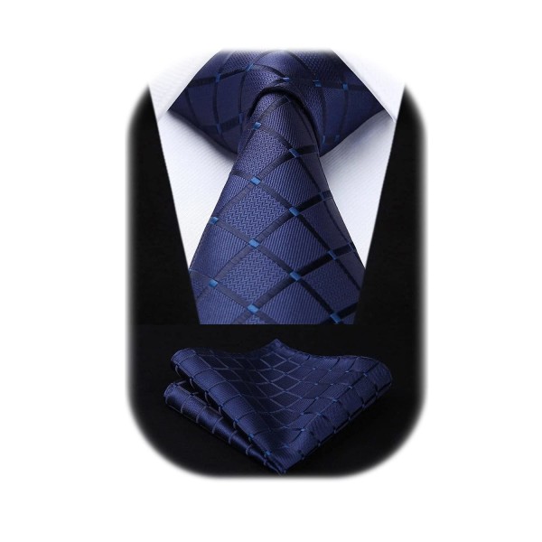 Ekstra langt stripete slips med firkantet lommesett for menn