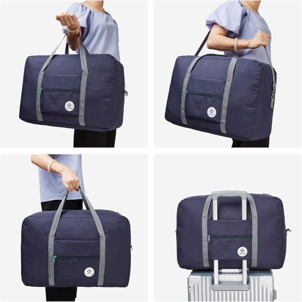 Airlines:lle Suuri käsilaukku Taitettava matkalaukku, jossa pidetty kantolaukku matkatavaroissa yön yli naisille ja miehille (tummansininen)