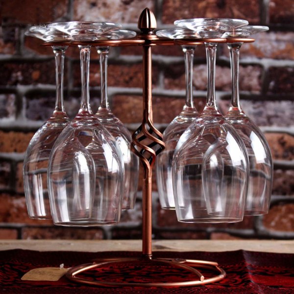 Vinglas holder, metal glas holder, vintage 6 kopper vinglas rack stand, fritstående glas holder, vinreoler, glas holder