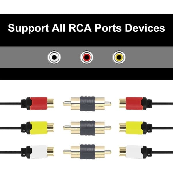 RCA Han til Han Adapter, RCA Lydkabel Forlænger Konnektor, 5-pak Guldbelagt Dobbelt Han Konnektor