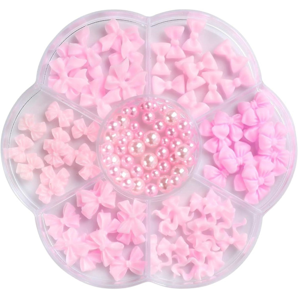 3D rosett nagelknopp strass kristallharts nagelkonst dekorationer rosa rosett nagelkonst dekorationer söt rosett nagel