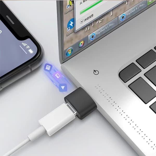 USB til USB-C-adapter 4-pak - Type-C hun til USB-A han, USB 2.0 til opladning og data, PD-kabel og lydkonverter, flerfarvet sølv Silver