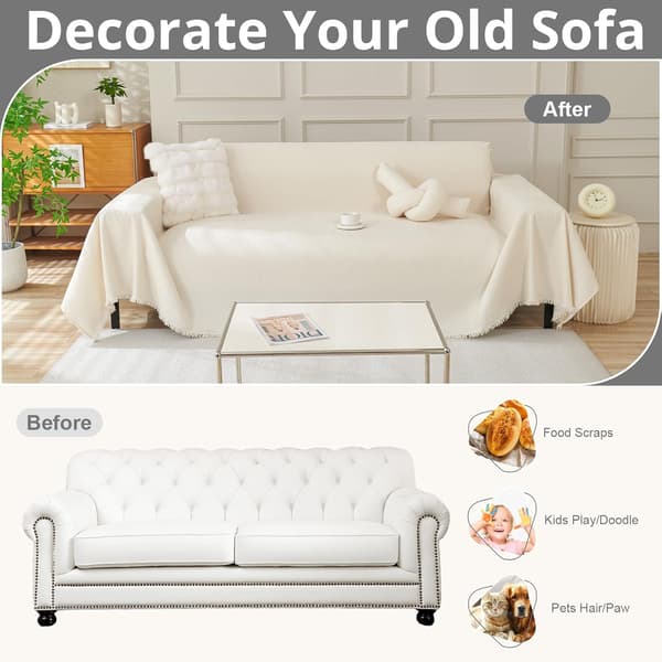 Sofabetræk 2-personers, vaskbart sofabetræk med kvast, blødt sofabetræk til hunde, åndbart, universelt til alle årstider (beige, 180x260cm, 1 stk.) beige