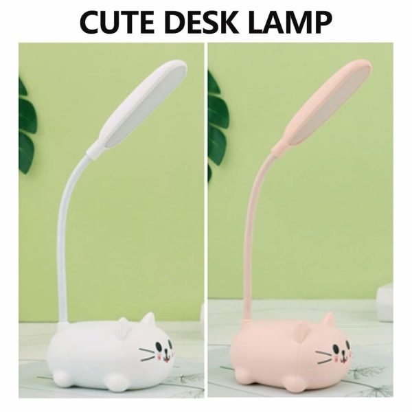 Barnlampa, LED-bordslampa för barn, Trådlös laddning elevens ögonskyddslampa för lärande, USB uppladdningsbar tecknad leksakslampa (rosa)