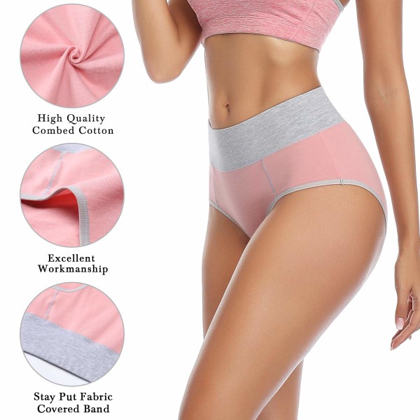 Underbukser bomullsundertøy for kvinner Dameturser med høy midje Pakke med 5 stk