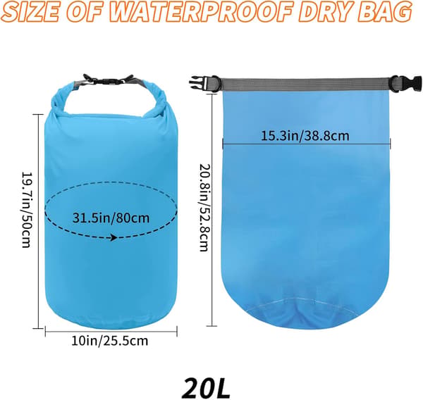 2 stk. lette tørrposer vanntett flytende pose drivpose ultimate tørrpose (blå, 20L) 20L blue