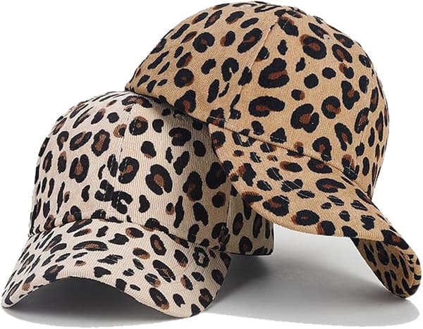 1 x Baseballcaps/solhatt i bomull med leopardmønster – beige Beige