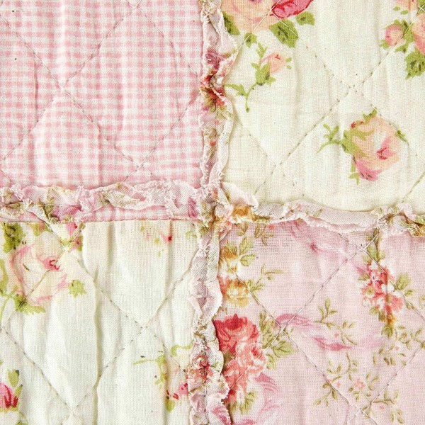 Patchwork överkast för enkelsäng, bomullspatchwork filt, rosa för tjejer, quiltad soffsoffa, sängöverkast, 150 x 200 cm med blommönster