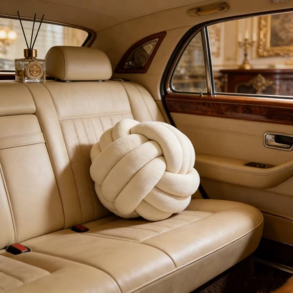 1 stk. knutet ballpute, knutepute til sofa - myk dekorativ pute, rund (beige, 20 cm) Beige