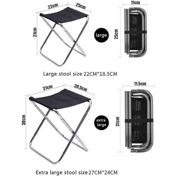 Mini Outdoor Taitettavat Slacker-tuolit Istuin Kannettava Kevyt taitettava jakkara (väri: musta, koko: 27*22*25cm)