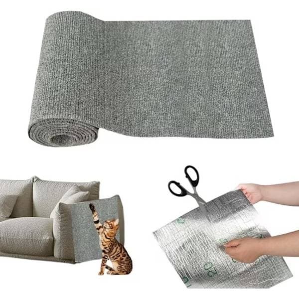 Selvklæbende kradsepude til katte - Væg- og sofaprotektor, Sofakradsepude, Kattekradsemåtte, Hjørne Lysegrå 30cmx100cm Lysegrå 30cmx100cm Light Gray