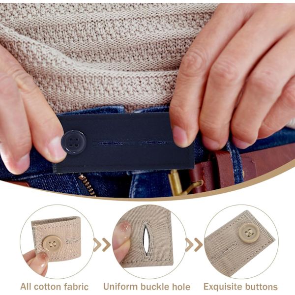 5 stk Elastiske Livviddeforlengere for Bukser, Justerbare Knappforlengere for Bukser, Buksknapper, Knapp Livviddeforlenger