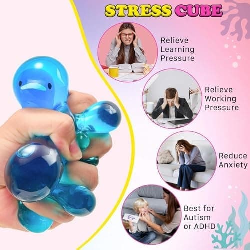 Squishy Fidget Leksaker Stresskub - Klämleksaker Stressbollar för Vuxna Långsamt Stigande Squishies Glöd i Mörkret Socker Sensoriska Leksaker för Barn med Whale