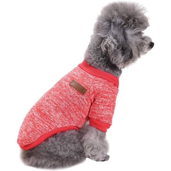 Lemmikkikoiran vaatteet Neuleet Koiran villapaita Pehmeä paksuuntuva lämmin koiranpentupaita talvikoiran neulepusero koirille (punainen, M)