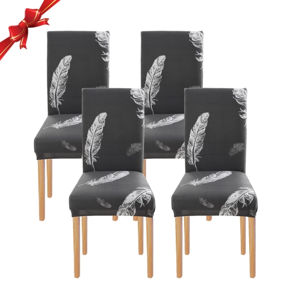 Chair Covers Set of 4 Universal Stretch Chair Covers Set of 4 Modern Chair Covers Swing Chairs Elastic Durable Chair Covers (Feather, 4 Pieces)