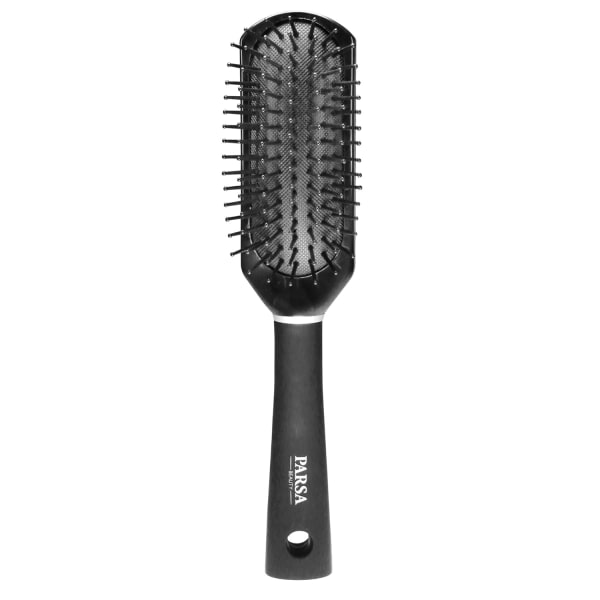 Hårbørste lang/smal (svart) med plastnåler - allround hårbørste for daglig hårstyling - hårbørste uten å trekke