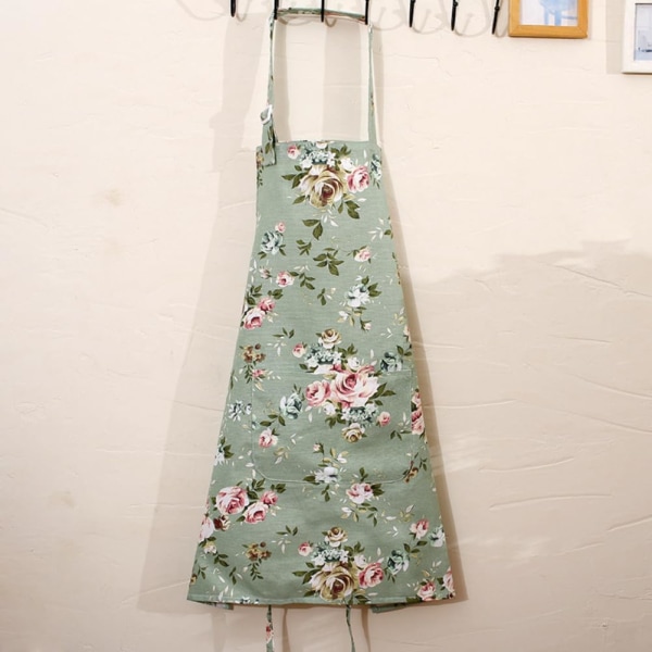 Blomstertrykkforkle for kvinner, justerbart kjøkkenforkle Vintage blomsterforkle med lommer Unisex vanntett forkle for matlaging Baking Hagearbeid