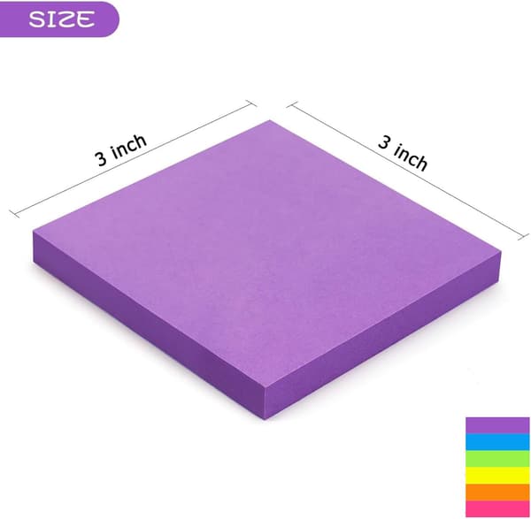 Sticky Notes 3x3 tommer 600 ark, 6 assorterede lyse farver | Sticky Notes Stærk klæbemiddel, Farverige Sticky Notes Memo Pads