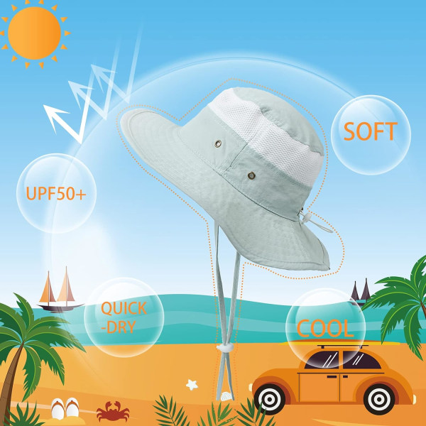 Toddler aurinkohattu Pojille Summer Beach Baby Bucket Hatut Tytöille UPF 50+ Hengittävä aurinkosuoja Leikkihattu lapsille 6M-4T