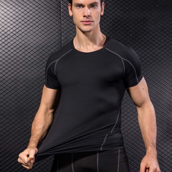 3-packs kompressionströja för män atletisk sport-t-shirt under baslager (X-Large, svart/röd/vit)