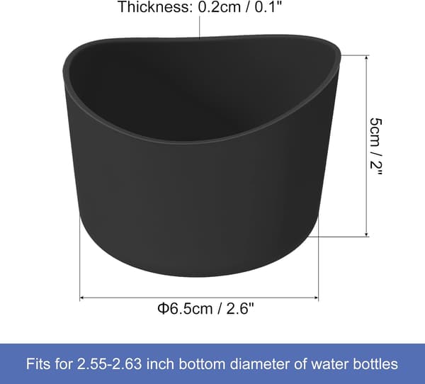 6,5 cm suojaava silikonisuojus, musta, 2 kpl | 12-24 unssin pulloille, vesipullon pohjan liukumaton silikonisuojus 6.5cm black