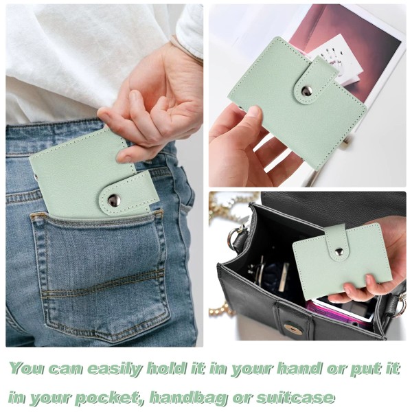 Kreditkortshållare i läder Mjuk PU-läderplånbok Svart Basic Korthållare Visitkortshållare Slim Lätt Kreditkortsplånbok 26Fack (grön)