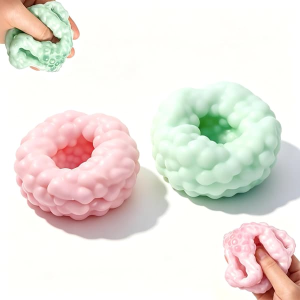 2 stk. knasende squishy-bolde, robust perlefyldt materiale, langvarig langsom rebound til stresslindring, knasende squishy håndlegetøj (grøn og rød)
