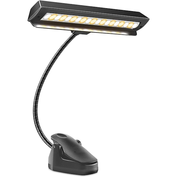 Musikstand Lys - 19 LED Professionel Musiker, Clip On Lys til Musikstand, USB Genopladelig Klaverlys, 9 Niveauer Dæmpbar, Perfekt til Klaver