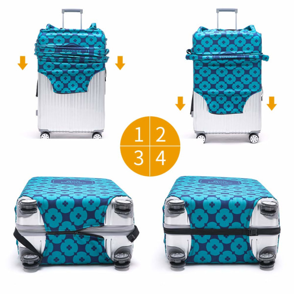 Bagasjetrekk Vaskbart koffertbeskytter Anti-ripe Kofferttrekk Passer 18-32 tommers bagasje (pulverblå, XL)
