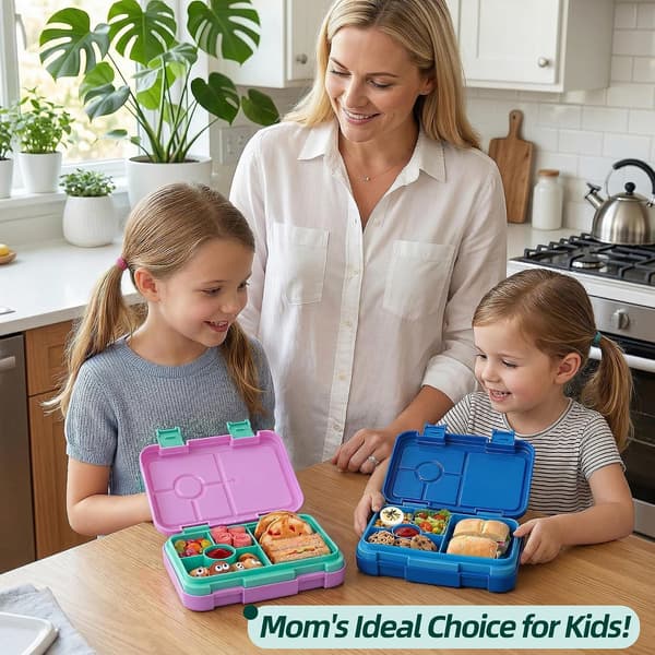 1 stk. Bento matboks for barn, med 6 rom for barn (slott, 5,5*7,9*1,8 tommer) Castle