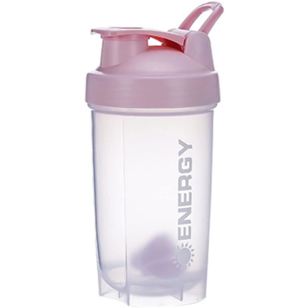 Shaker-kuppi Urheilulisäravinteet Shakerit Sekoittimella Fitness-pirtelö Kannettava Treeni Vesi Kuppi 500 ml pink
