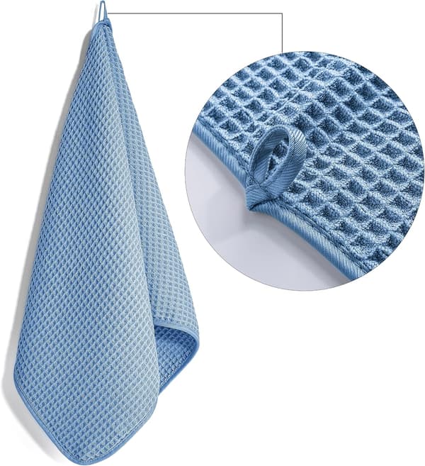 Mikrofiber lofri håndkle, 40 x 70 cm, 4-pakning (vaffelvev) blue