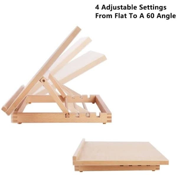 Vippbart tegnebrett og bærbart staffeli – Naturlig trefinish, 45 x 33,5 x 30 cm