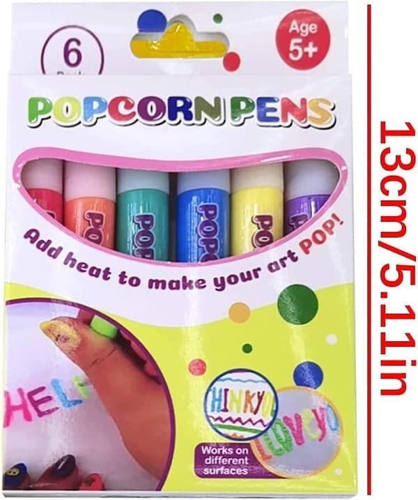 Magic Popcorn -kynät lapsille, DIY 3D Puffy Popcorn -kynät kuplapiirustus turvallinen taidekynä onnittelukortteihin