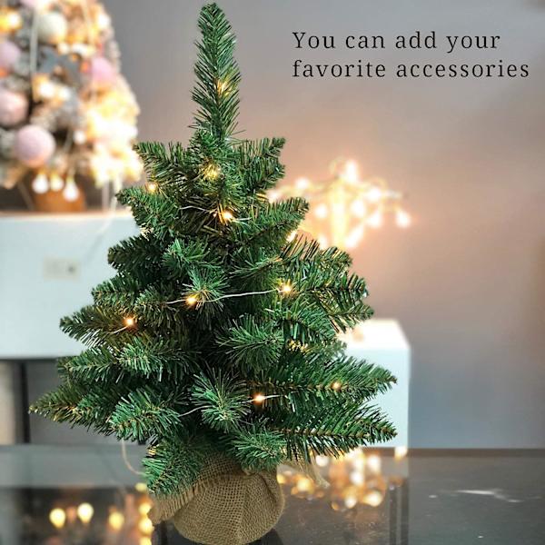 Kunstig Mini Juletræ, Mini Fyrretræ med Lys, Fyrretræ Kunstigt Juletræ, Velegnet til Bordplade eller Skrivebord (55cm)